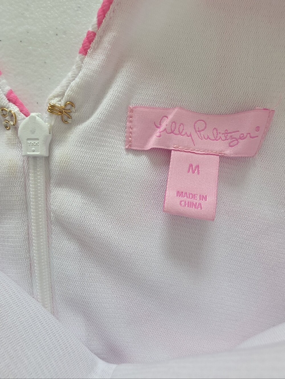 Lilly Pulitzer Bella Dress M Pink Strike a Posie Floral Fit Flare Pink White - Picture 5 of 9